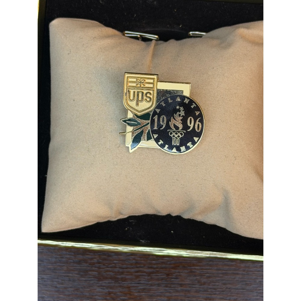 Vintage UPS Atlanta 1996 Olympic Games Centennial Enamel Lapel Pin Gold Tone
